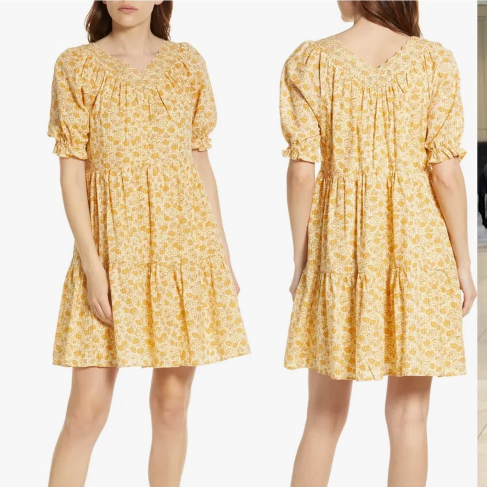 Eyelet Trim Tiered Minidress